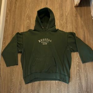 Vintage Distressed Russell Athletic Green Hoodie